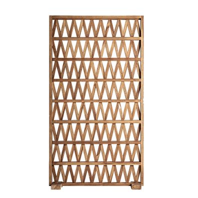 Estila Luxusný masívny drevený paraván Tejara z teakového dreva v rustikálnom štýle s geometrickým vzorom v hnedej farbe 182 cm