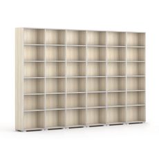 Knižnica SILVER LINE, 6 stĺpcov, 2230 x 3600 x 400 mm, dub prírodný