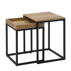 Súprava dvoch odkladacích stolíkov VASAGLE Double hnedá/čierna