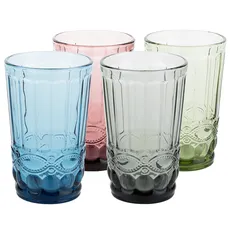 Poháre na vodu, set 4 ks, 350 ml, farebné vintage, SAVOY TYP 1