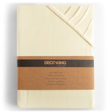 Bavlnené jersey prestieradlo s gumou DecoKing Amber krémové, velikost 220-240x220+30