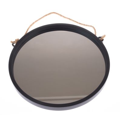 Plastové závesné zrkadlo Embellir čierna, pr. 48 cm, pr. 48 cm
