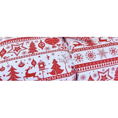 Obliečky bavlnené Vianočné obliečky Christmas červené TiaHome - 1x Vankúš 90x70cm, 1x Paplón 140x200cm