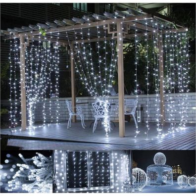 Vianočná LED opona 3x3 m | studená biela 300 LED