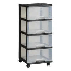 Čierno-priehľadný plastový pojazdný regál 37x80,5 cm – Curver