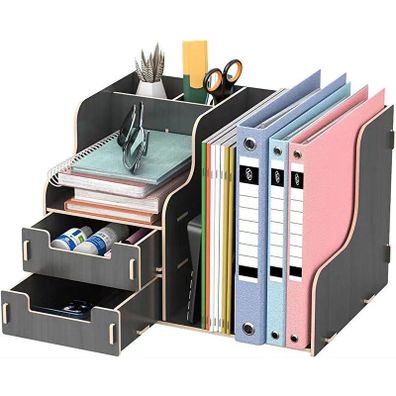 DIY organizér na dokumenty a písacie potreby s 2 zásuvkami čierny B21 Čierna