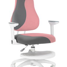 Detská rastúca stolička Neoseat KINDER WHITE PLUS — látka, šedá / svetlo ružová