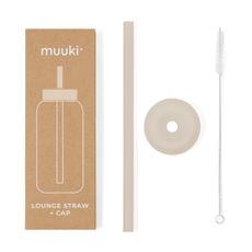 Silikónová slamka s čistiacou kefkou/s viečkom Summer Sand – Muuki