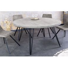 Estila Industriálny okrúhly jedálenský stôl Moonlight z masívneho mangového dreva svetlá sivá 80 cm