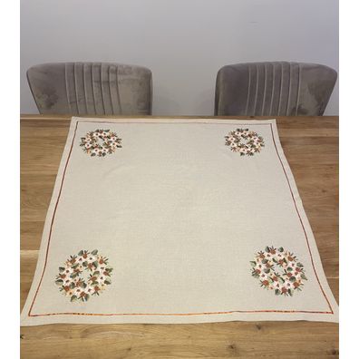 Vyšívaný obrus Listy krémové 85x85 cm TiaHome