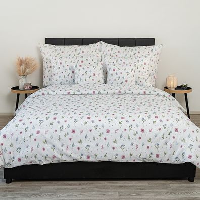 Kvalitex Krepové povlečení Letní louka , 240 x 200cm, 2x 70 x 90 cm, 240 x 200 cm, 2 ks 70 x 90 cm