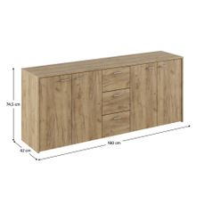 KONDELA Hugos 180 štvordverová komoda so zásuvkami dub artisan