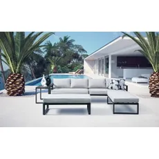 Čierno-béžový kovový záhradný lounge set pre 8 Portland – Rojaplast