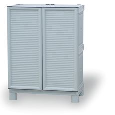 Plastová skriňa policová, nízka, 700 x 390 x 920 mm, sivá