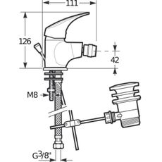 JIKA H3411N10041111 - Bidetová batéria + výpusť bez prepadá TALAS 12,6 cm chróm