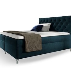 Wilsondo Čalúnená boxspring posteľ s matracom Guliette 120x200 - tmavomodrá