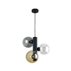 Luster na lanku TUBE 3xE27/60W/230V čierna/dymová čierna/dymová béžová/číra