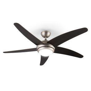 Klarstein Bolero, stropný ventilátor so svietidlom, 55 W, 134 cm, diaľkový ovládač, orechové ramená