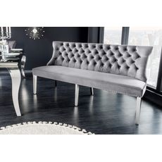 Estila Baroková čalúnené lavica z kolekcie Modern Barock zo sivého zamatu na nerezových nožičkách 165cm