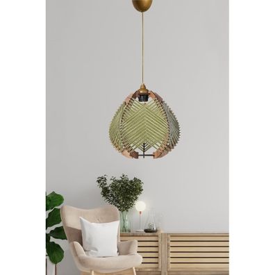 Závesné svietidlo v zeleno-prírodnej farbe s textilným tienidlom ø 25 cm – Opviq lights