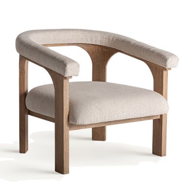 Estila Luxusné art deco masívne hnedé kreslo Rarin s čalúnením a béžovým textilným poťahom 80 cm