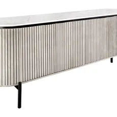 Estila Luxusný štvordverový art deco oválny príborník Manio v krémovo bielej farbe s mramorovou doskou 170 cm