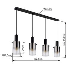 Globo 15907-4H - Luster na lanku FLORENTINA 4xE27/40W/230V čierna