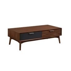 Estila Moderný obdĺžnikový konferenčný stolík Nordica Nogal z drevav prevedení orech s dvoma zásuvkami 120cm