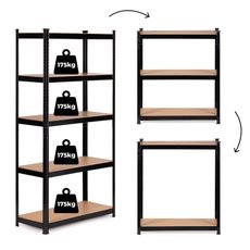 ModernHome Kovový úložný regál 180x90x40 cm - 5 políc, 875 kg ModernHome