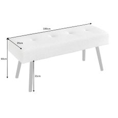 Lavica Boutique 100cm biela plyšová látka