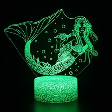 3Dmix 3DL-CLK024 – 3D LED nočná lampa - Morská Panna (Hodiny s budíkom)