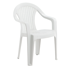 Záhradné stohovateľné kreslo, plast, biela, MEDRA