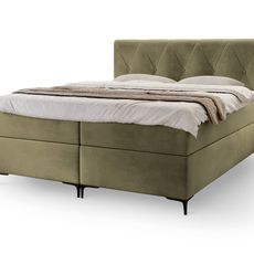 Čalúnená boxspring posteľ DEANAS - olivová Rozmer: 180x200