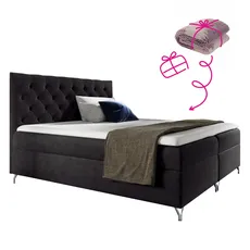 Boxspringová posteľ, 200x200, čierna látka Velvet, GULIETTE + darček