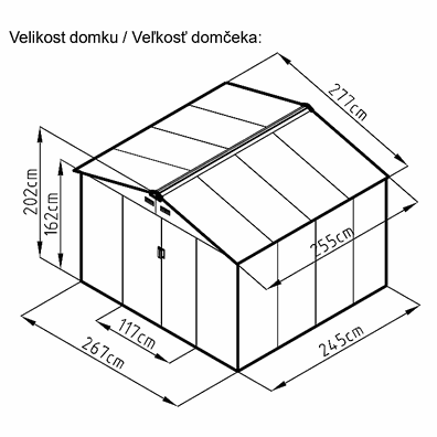 Záhradný domček plocha 277 x 255 cm (zelený)