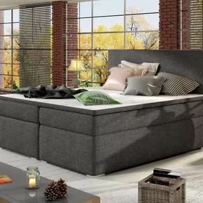 Posteľ Boxspring Divalia 200 x 180, tm. šedá (látka - bd 01)