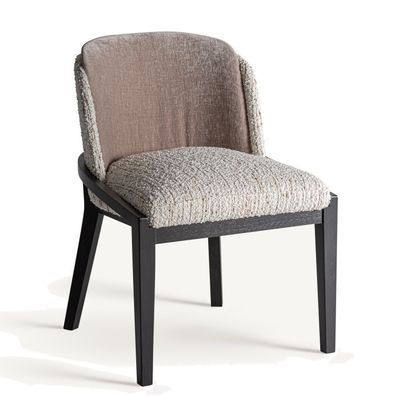 Estila Luxusná art deco jedálenská stolička Lomond s čiernym dreveným rámom a poťahom zo zamatu a buklé v hnedej a bielej farbe 86 cm