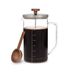 Klarstein Glaswerk Ristretto, french press, 0,35 l, borosilikátové sklo, nehrdzavejúca oceľ, orechové drevo