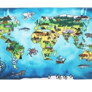 BO-MA koberce Protišmykový kusový koberec World map - 110x160 cm