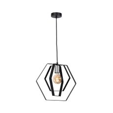 Luster na lanku HEXAGON 1xE27/60W/230V čierna/chróm