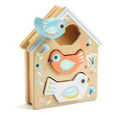 Detské vkladacie drevené puzzle Djeco Vtáčia búdka