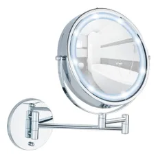 Kozmetické zrkadlo s osvetlením/zväčšovacie (5x) ø 17,5 cm Power-Loc Lumi – Wenko