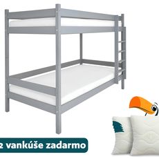 Wilsondo Poschodová posteľ s roštom Paulína 90x200 - sivá