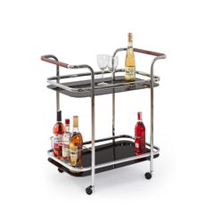 HALMAR BAR-7 servírovací stolík na kolieskach čierna / chróm
