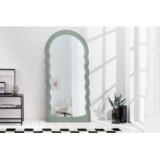 Estila Art deco moderné vysoké zrkadlo Swan s vlnitým rámom v pastelovej zelenej farbe 160cm