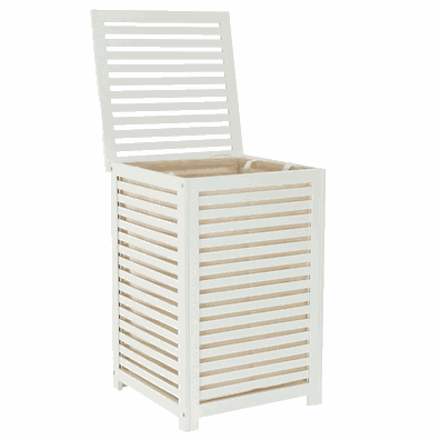 Kôš na bielizeň, lakovaný bambus/biela/béžová, BASKET