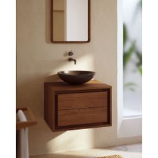 Tmavohnedá závesná skrinka pod umývadlo z teakového dreva 60x40 cm Kenta – Kave Home