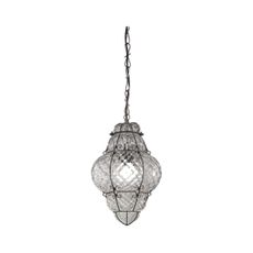 SIRU - Luster na reťazi CLASSIC 1xE27/60W/230V pr. 30 cm číra/čierna benátske sklo