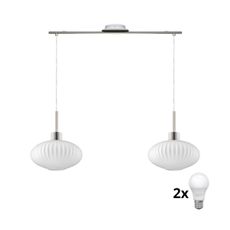 LED luster na lanku HARMA 2xE27/60W/230V matný chróm/biela