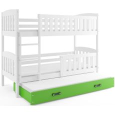 Poschodová posteľ s prístelkou KUBO 3 - 200x90cm Biela - Zelená